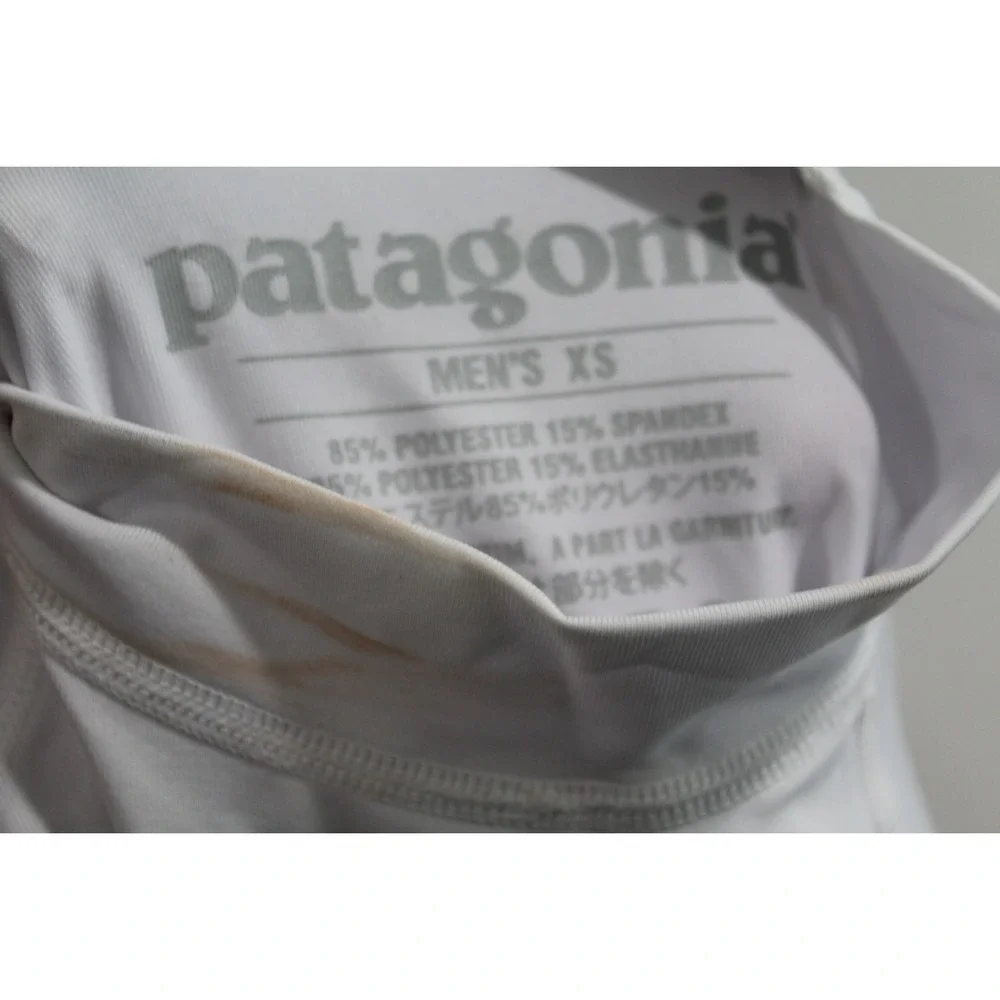 Patagonia Men White Shirt Surfing Beach Long Sleeve Polyester Size XS